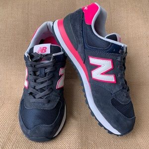 New Balance Navy Blue w/ hot pink accent sneakers